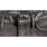 Guess 1981 Faux Leather Accent Detail Black Straight Leg Jeans Women's Sz 25β Photo 2
