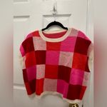Colorful Checkered Knit Top Red Size undefined Photo 4
