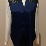 Chico's Black Label Color Block Lace Back Top, Size 00 Photo 0