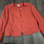 Talbots  Italian Fabric Embroidered Orange/Salmon Light Jacket Collar-less 18 Photo 0