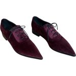 L'Agence L’AGENCE Velvet Pointed Toe Oxfords in Burgundy Size 6 Photo 1