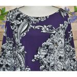 Alfani  Womens Purple Puff Sleeve Floral Blouse Plus Size 2X Scoop Neck Career Photo 1