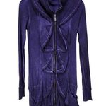 Yest Acubi Hippie Eclectic Mori Girl Lagenlook Purple Ruffled Hoodie Size Small Photo 0