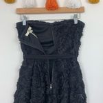 YA Los Angeles NWT  Strapless Silk Rose Appliqué Black Mini Dress Size Small Photo 6