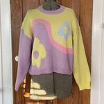 ZARA   Pastel Colorblock Flower Power Cropped Sweater Blogger Fav Sz Med  💕🎀 Photo 0