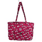 Vera Bradley  Quilted Playful Penguins Turnlock Tote Bag Crimson Red Retired Photo 1