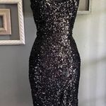 French Connection  Sequin Midi Dress in Black Hologram Photo 3