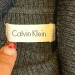 Calvin Klein  Gray Knit Short Sleeve Tier Turtleneck Dress Ruffle Bottom Trendy # Photo 4