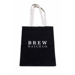 Brew Watch Co. Black Canvas Tote Bag Watch Graphic Reusable Shopper Photo 1