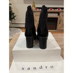 Sandro NEW Dual Material Heeled Ankle Sock Boots Black Metallic 39 Photo 5