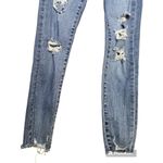 Garage Blue Jean Denim Ultra High Rise High Waisted Distressed Raw Hem Size 24 Photo 1