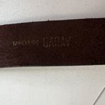 Vintage Garay Medium M Cowhide Brown Leather Belt Wide Design Gold Toned Buckle Photo 7