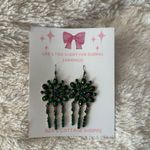 Emerald Green Floral Earrings Photo 2