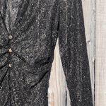 ZARA Ruched Sexy Lace Elegant Black Long Sleeve With Gold Touch Women's blouse Photo 5