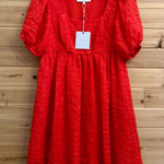 L'Academie NWT L’Acadamie Revolve XS The Rene Mini Dress Poppy Red Puff Sleeve Christmas Photo 0