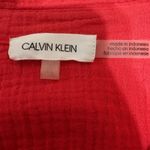 Calvin Klein Women Button Up Top 2X Coral Cotton Gauze Relaxed Cruisewear Resort Photo 3