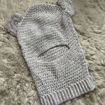Hand knit Crochet Bear balaclava with earring detail White Photo 0