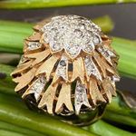 Vintage STER SHANK Signed Sterling Silver over Gold CZ Cocktail Ring Size 6 Photo 3