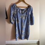 Mlle Gabrielle  Blue‎ and white stripe dress with flowers Photo 2