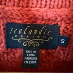 Icelandic Design Wool Blend Sweater Women's Small Red Cable Knit Button Cardigan Photo 1