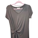 Hummingbird Modal V Neck Knit Maxi Dress Tie Waist Short Sleeve Gray Size L Photo 2