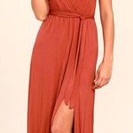 Lulus Deep Cut Burnt Red Maxi Dress Photo 0