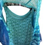 Live and let live  Blue and Green Flowy Blouse Multiple Ways to Wear. WORN ONCE Photo 7