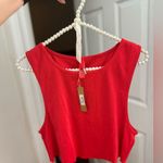 SKIMS Size 4X RUNS SMALL Cotton Rib Super Crop Tank Ruby AP-CRP-1399 NWT Photo 0