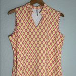 Lilly Pulitzer Lulu-B Yellow Coral Diamond Geo Print Sleeveless Dress UPF Preppy Casual Large Photo 1