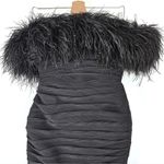 Rachel Gilbert Zion Mini Dress in Black with Feather Trim Size US 4 Photo 6
