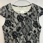 Collective Concepts NWT Black/White Lace Illusion Cap Sleeve Sheath Dress Large Photo 4