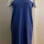 Nicole Miller 🤍  New York T-shirt Dress Womens Color Block Blue Whit Photo 0