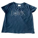 Sol Angeles Anthropologie Graphic T-Shirt Women’s Lover Large Blue Cotton USA Photo 0