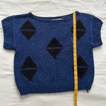 Liz Claiborne  vintage Navy blue sweater black diamond knit detail Size small Photo 4