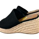 White Mountain  Paige Faux Suede Black Espadrille Wedge Women's Size 8 Photo 7