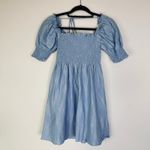 Hill House Athena Mini Smocked dress in blue metallic plaid size XS Photo 2