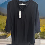 Uniqlo NWT  Top Shirt Women Black Boxy Flowy Career‎ Hi Lo Hem Tunic S OLDSTOCK Photo 0