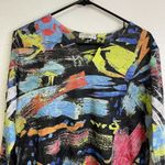 Jess and Jane Size Large Tunic Top Womens Shirt Burnout Abstract Art Multi Mesh Black Photo 2