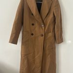 ZARA Camel Brown Monteco Long Sleeves Button Up Trench Coat Size Medium Photo 0