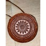 Leather Crossbody Handbag Circular Hand Tooled Handmade‎ Genuine Leather Photo 8