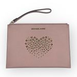 Michael Kors ❤︎︎ Adele Jet Set XL Zip Clutch ❤︎︎ Ballet Pink ❤︎︎ Gold Heart Stud Photo 1