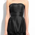 Max and Cleo Rosette Trim Strapless Taffeta Dress Sz 4 Black Photo 0