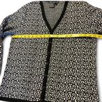 Nina Leonard  black and white leopard print cardigan sweater Size Large Photo 2