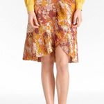 Tory Burch Opalina Metallic Thread Marigold Floral Print Silk Ruffle Skirt Sz 0 Photo 13