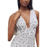 Reformation  Ceara Floral V-Neck Midi Dress Women's 8 White Blue Cottagecore NWOT Photo 2