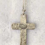 Vintage Estate Marcie USA Pewter Cross Pendant & Chain Silver Photo 3