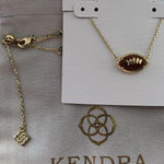 Kendra Scott  Football Gold Orange Goldstone Short Pendant Necklace New Photo 0