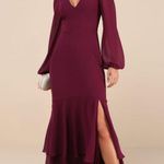 Lulus Tier Elegance Plum Purple Long Sleeve Tiered Maxi Dress Size Medium Photo 0