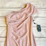 Adrianna Papell Metallic Knit One Shoulder Column Gown in Blush Pink Size 4 NWT Photo 4