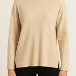Algo Bonito Beige Mock Neck Sweater | Minimalist Style | Size S(A190) Photo 0